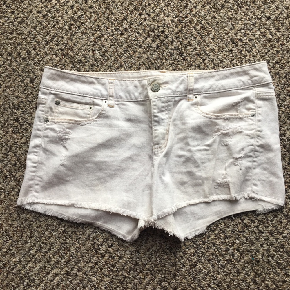 Ripped White Jean Shorts